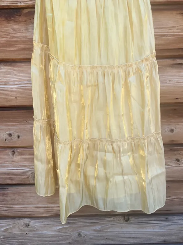 o.p.t. Few Moda Yellow XS East Tiered Midi Dress - Image 6