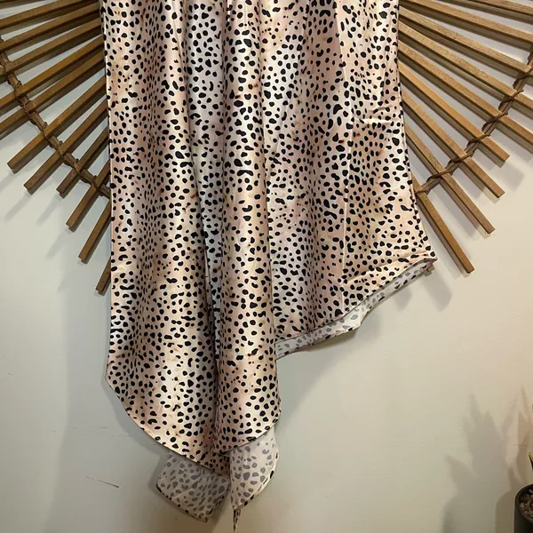 Petal and Pup Women’s Asymmetrical Satin Cheetah Print Midi Skirt Glam Flowy - Image 2