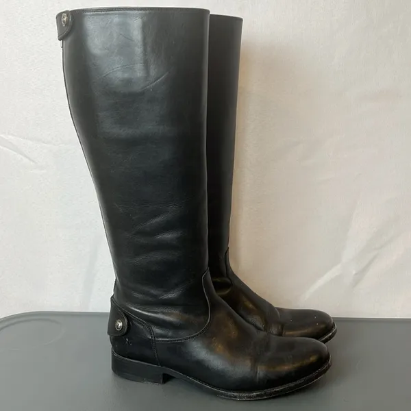 Frye Melissa Button Back Riding Boots Black Leather Knee High Equestrian Sz 7 - Image 11
