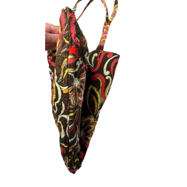 Vera‎ Bradley Quilted "Puccini" Bucket Tote Handbag Medium Bag Brown Pink Floral - Image 7