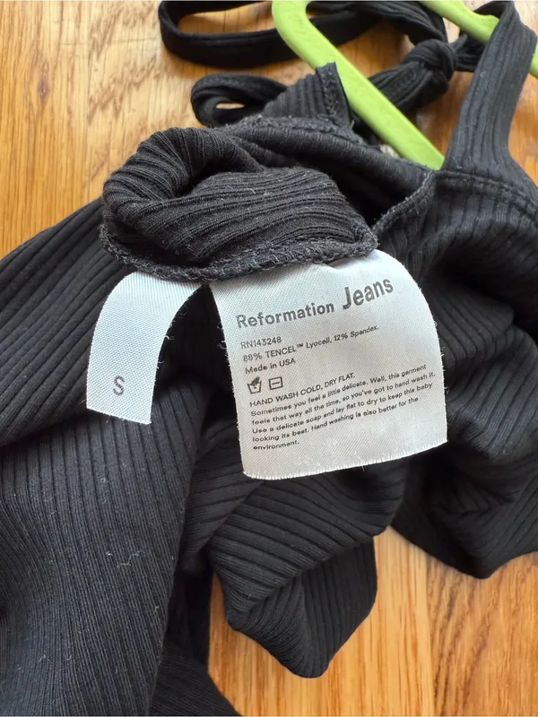 Reformation Wesley Ribbed Jumpsuit Tie Straps in Black Size Small - Image 7