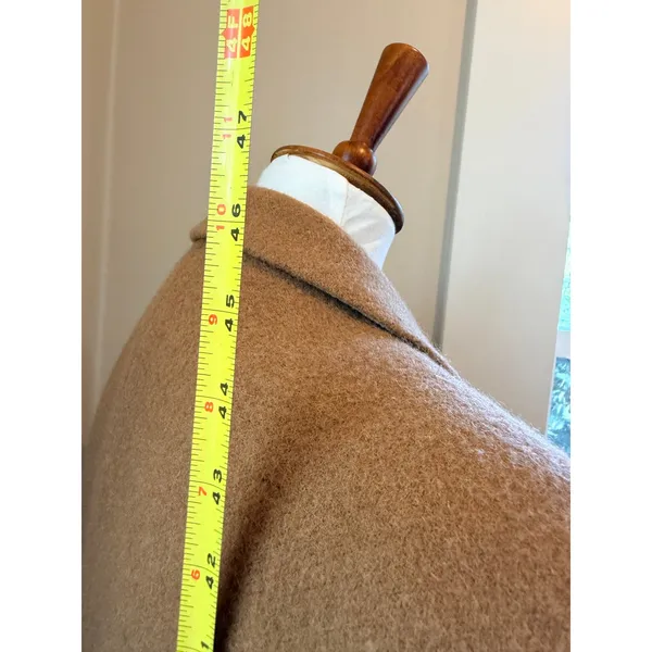 Sandro Straight Cut Brushed Wool Coat Double Breasted Long Camel Brown 36 S - Image 13