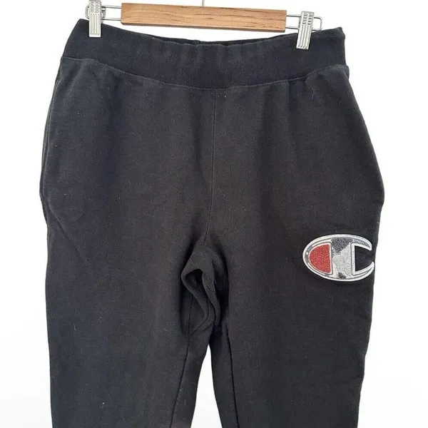 Champion Reverse Weave Black Big C Logo Joggers Large - Image 7