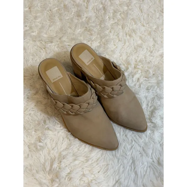 Dolce Vita Braided Tan Mule Heels Womens 9 Beige Pointed‎ Toe Block Heel Slip On - Image 2