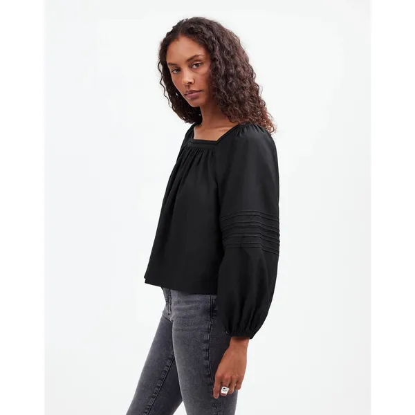 Madewell Black Square Neck Long-Sleeve Top Sz XL NWT - Image 3