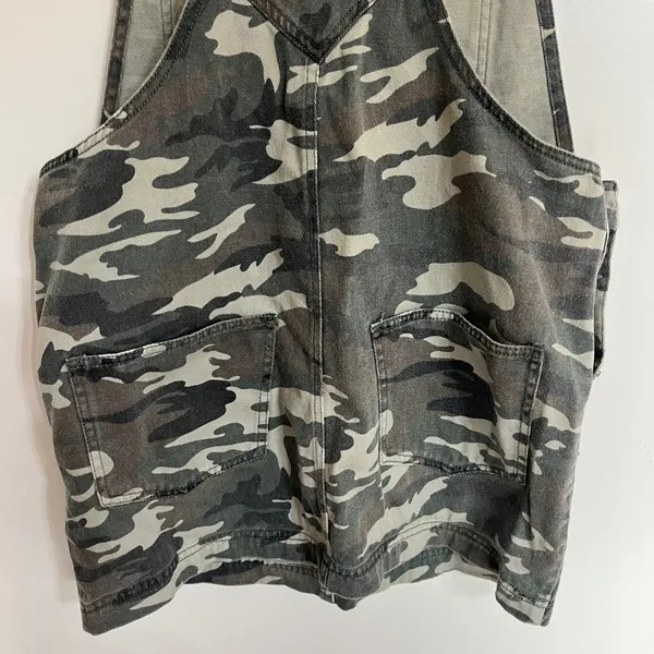 Forever 21 Camo Overall‎ Dress Womens Small Green Camouflage Mini Skirt Pinafore - Image 9