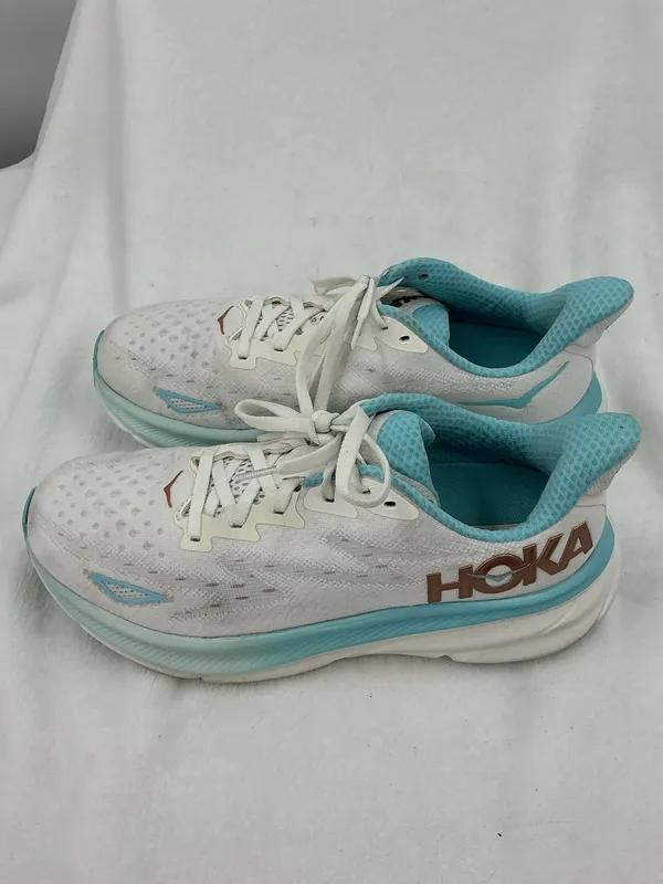 Hoka Clifton 9 Women's Running Shoes - White with Teal and Copper b71 - Image 5