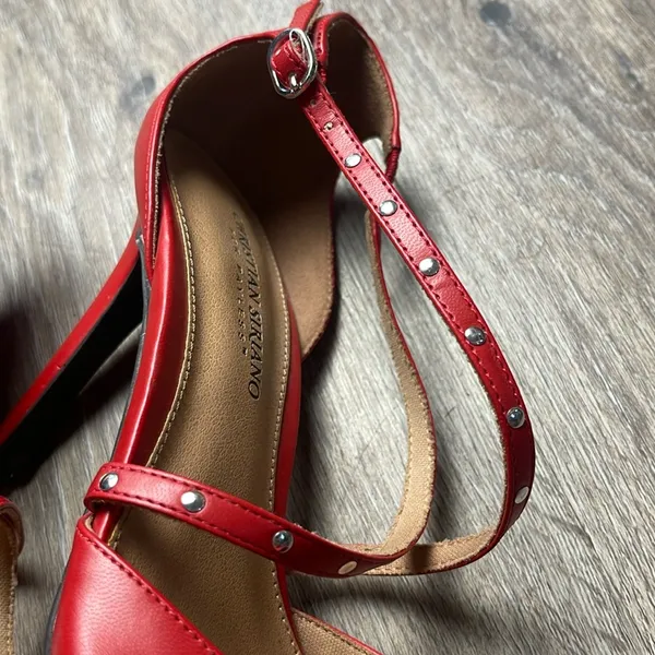 Christian Siriano Red Strappy Heels Size 9 - Image 13