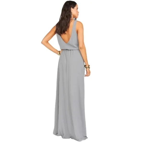 Show Me Your Mumu Heather Maxi Dress Silver Sage Crisp Grey Bridesmaid Large NEW - Image 4