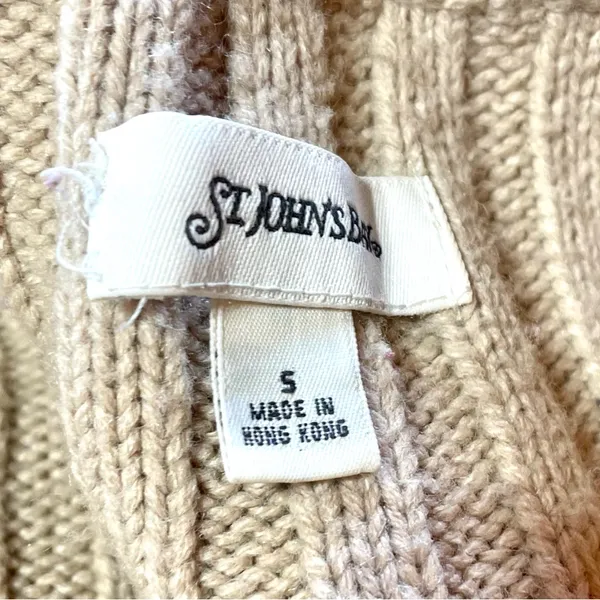 St Johns Bay Tan Button Up Round Neck Cardigan w/Ribbed Back & Woven Front Sz S - Image 5