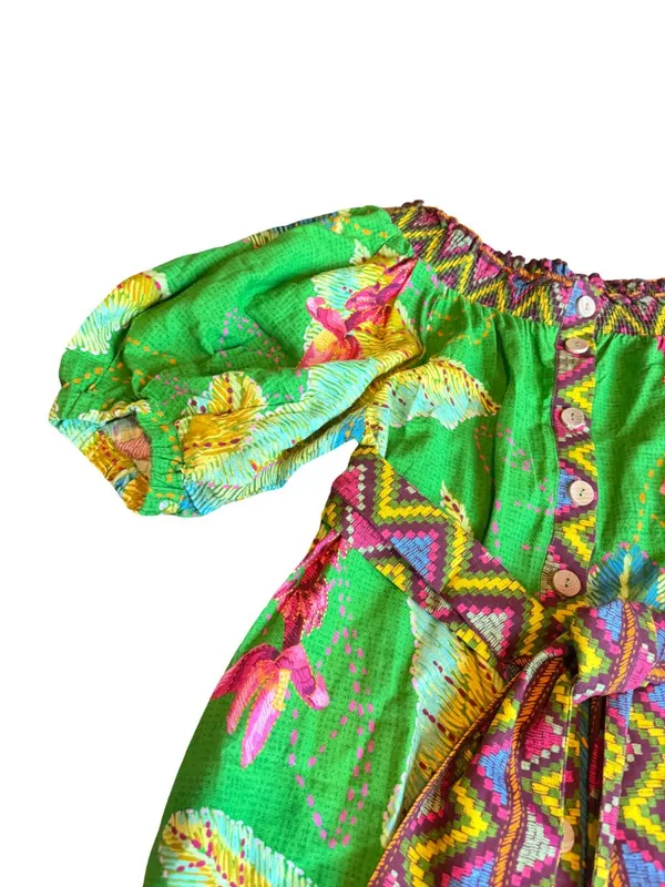 Farm Rio Banana Leaves Off-the-Shoulder Midi Dress Bright Colorful Size Small - Image 5