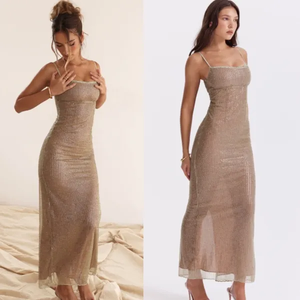 LIMITED EDITION House‎ of CB XL 'Alondra' Cafe Au Lait Beaded Maxi Dress NWOT XL - Image 11
