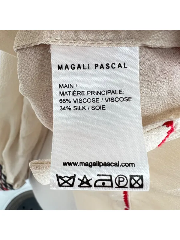 Magali Pascal Alexi Blouse Natural Boho Embroidered Cuff Peasant Top Size Large - Image 13
