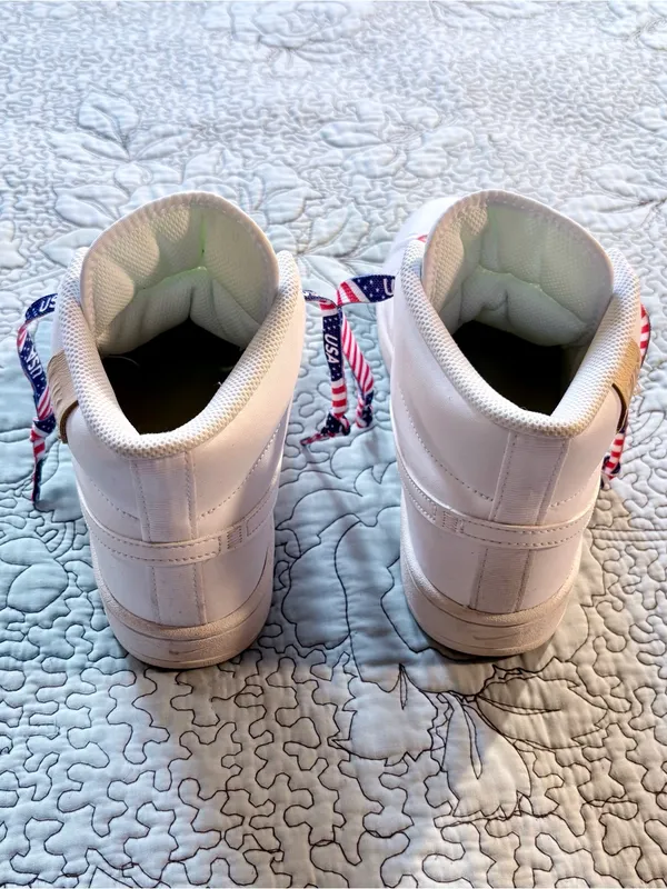Nike Blazer Mid White Sneakers Custom USA Patriotic Flag + Original Laces~9💚 - Image 10