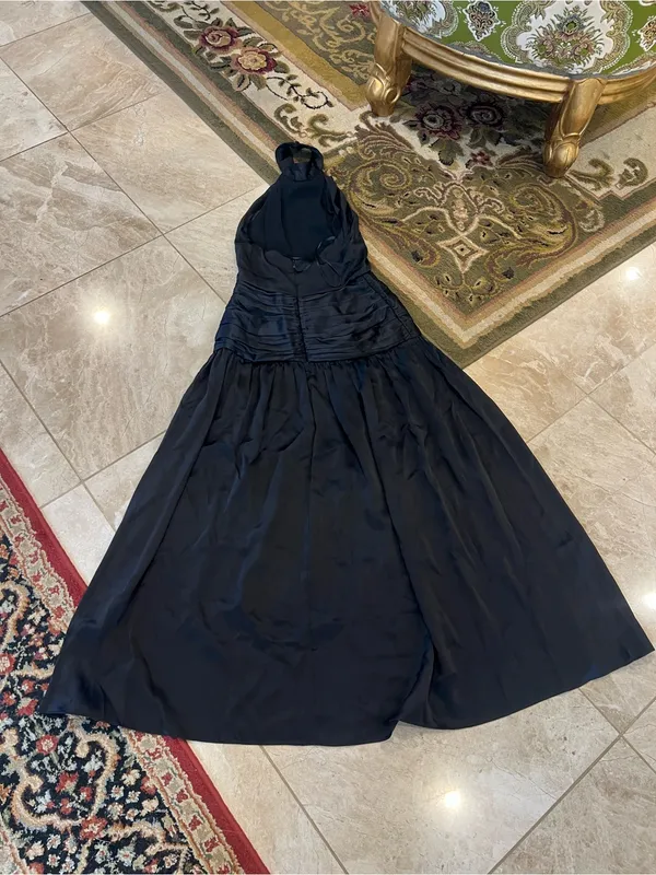 Reformation Zaria Silk Dress in Black - Image 4
