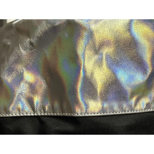 PINK Victoria's Secret Cinch Drawstring Large Back Pack Black/Silver NWOT - Image 12