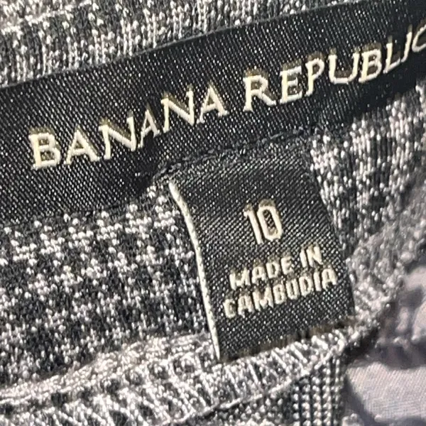 Banana Republic Houndstooth Plaid Grey/Black Ankle Pants Career Slim Fit 10 - Image 10