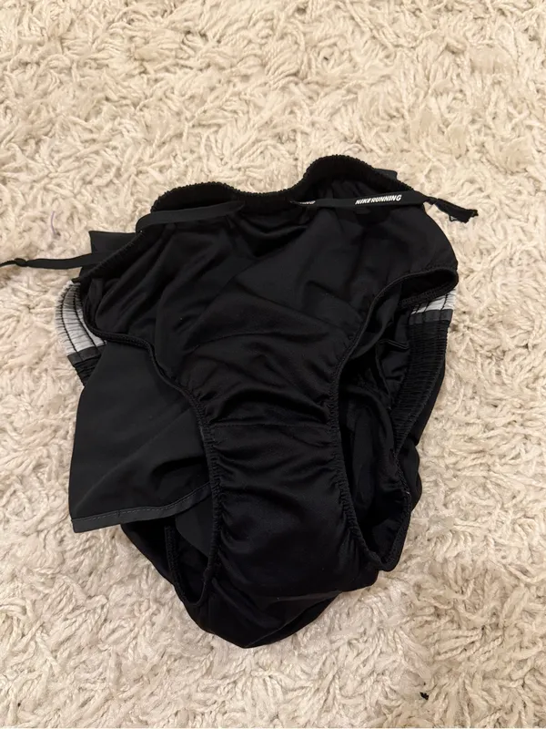 Nike dri-fit Women's Black Running Shorts with Grey Trim - Image 2