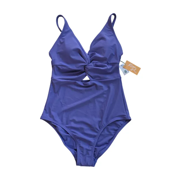 Kona Sol NWT Womens Purple Twist Front Keyhole One Piece Swimsuit Size M 8-10 - Image 2
