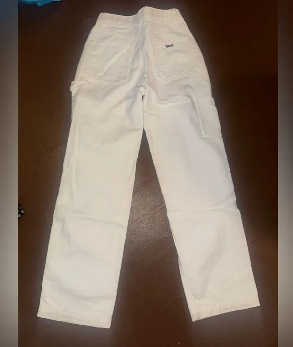 Aritzia TNA White Carpenter Cargo Pants - Image 3