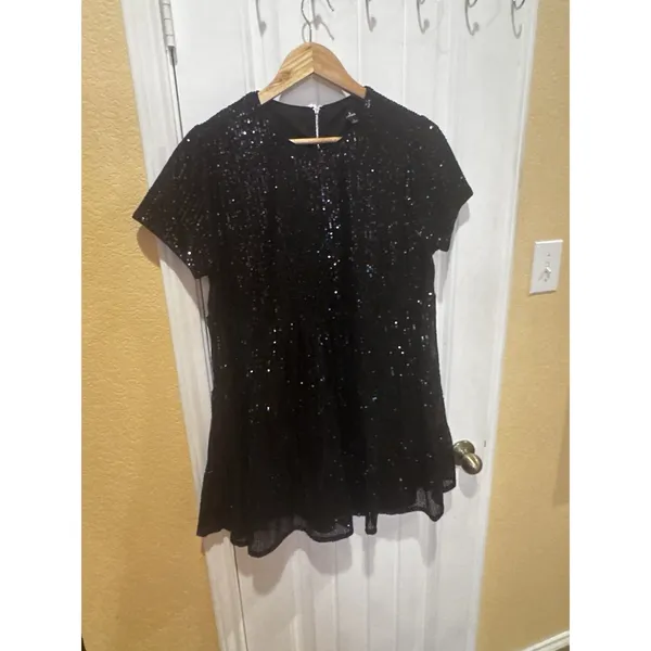 Lulus Women's Black Sequin Mini Dress Size L - Image 4