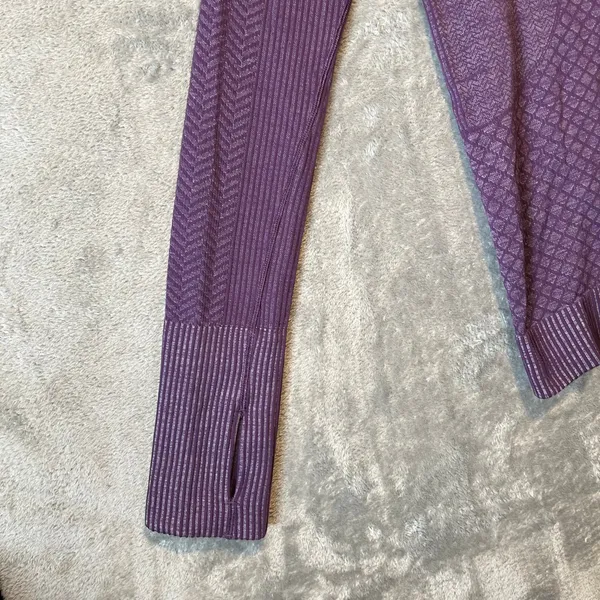 Lululemon Sz 4 Long Sleeve‎ Rest Less Hoodie Patchwork Galactic Grape Silver - Image 2