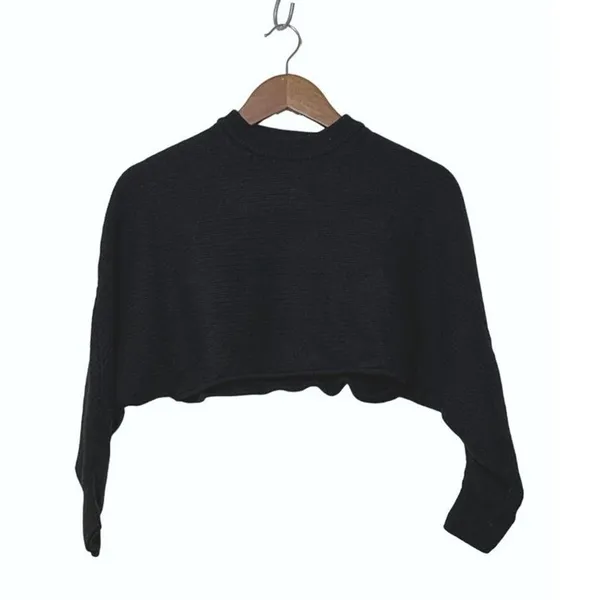 Aritzia Wilfred Free Lolan Sweater Womens S Black Merino Wool Cropped Knit - Image 2