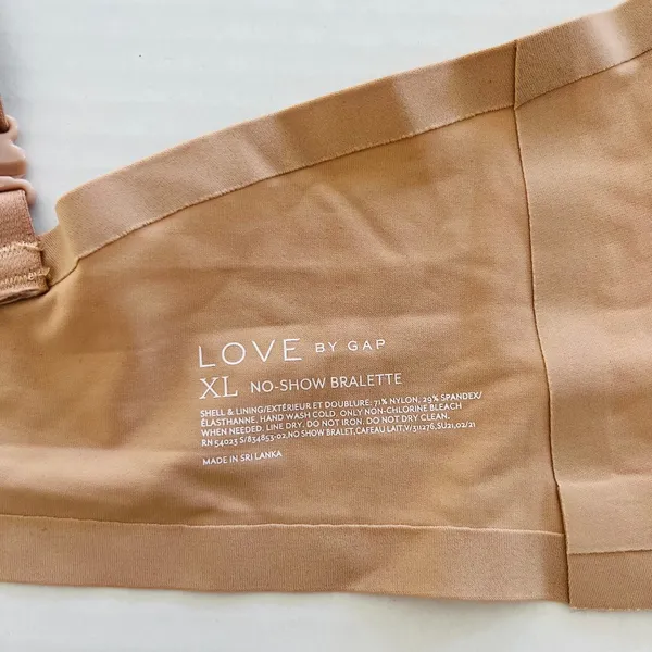 Love by Gap Sz XL Wireless Seamless‎ No Show Lounge Nude Bralette Bra Stretch - Image 3