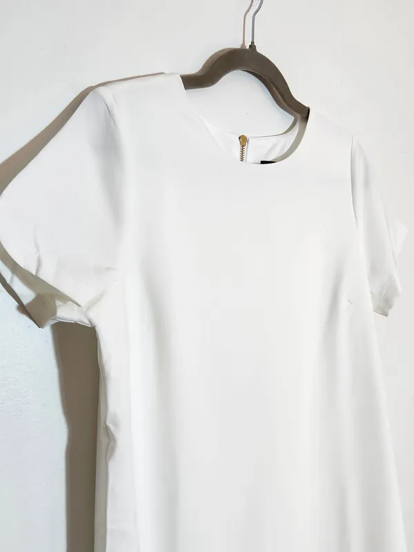 Lulus Ivory Mini Short Sleeve Shift Dress Size Small NWT - Image 3