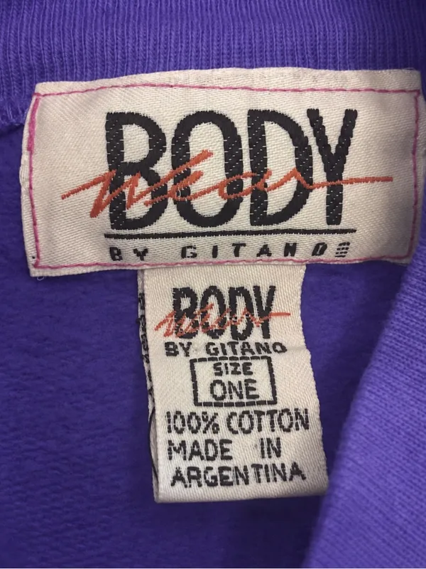 Vintage 90s Gitano Mock Neck Sweatshirt Purple Spellout Graphic Streetwear OS - Image 4