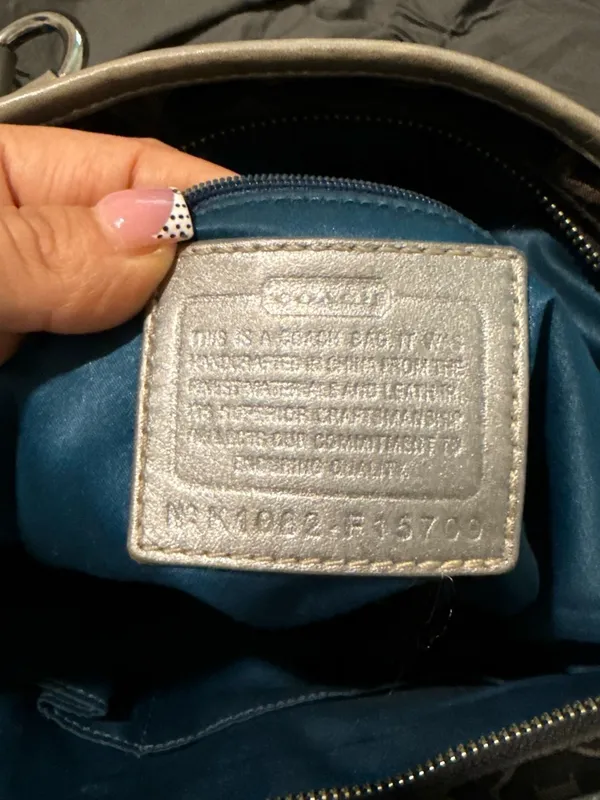 Coach Brown Logo Tote with Metallic Silver Trim - Image 5