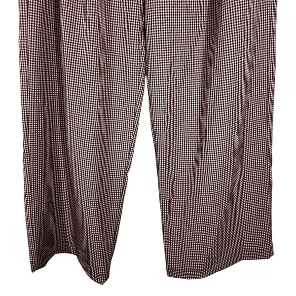 A New Day High Rise Houndstooth Wide Leg Trouser Burgundy Brown Academia Size 8 - Image 3