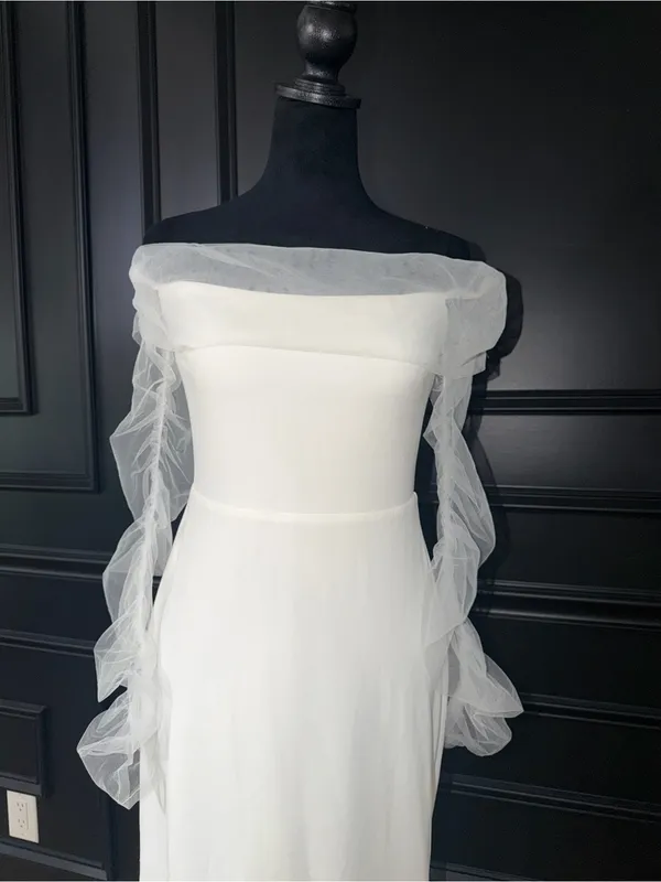 NWOT-Lulus wedding collection beloved mesh off shoulder dress - Image 4