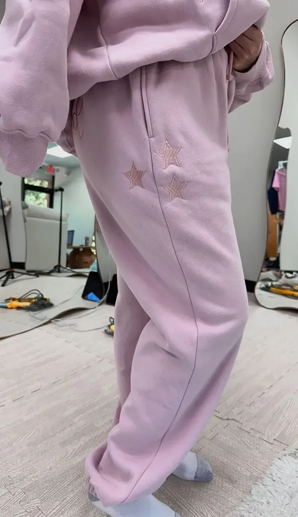 Sunkissed Coconut Brand New Release Powder Purple Embroidered Sweatpants - Image 4