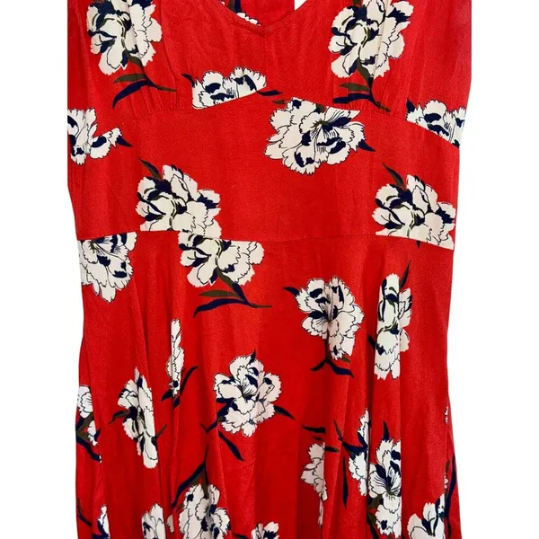 Abercrombie & Fitch Red White Floral Cutout Short Sleeve Mini Dress Womens Sz S - Image 5