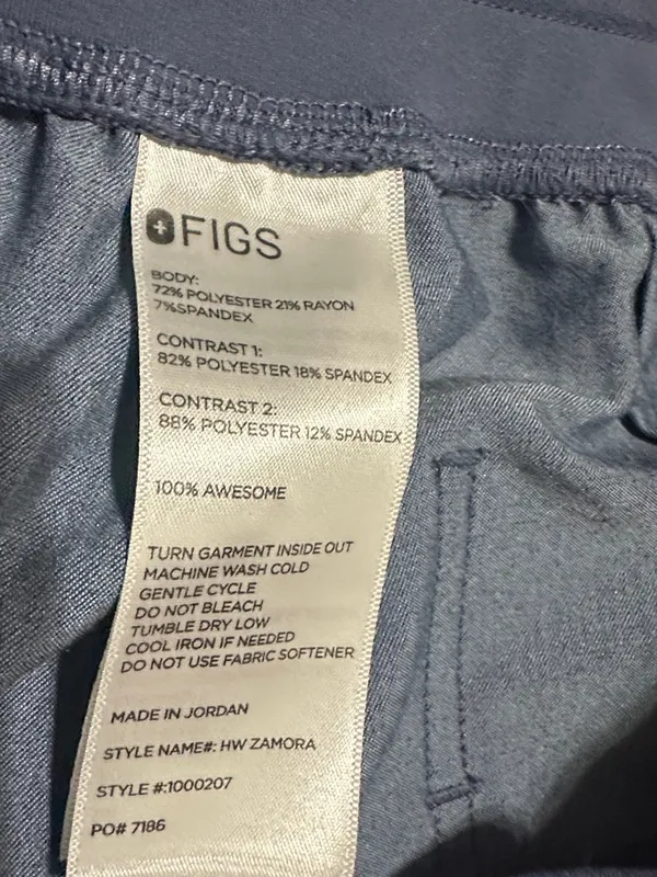 Figs Blue Jogger Scrub Pants with Pink Drawstring - Image 2