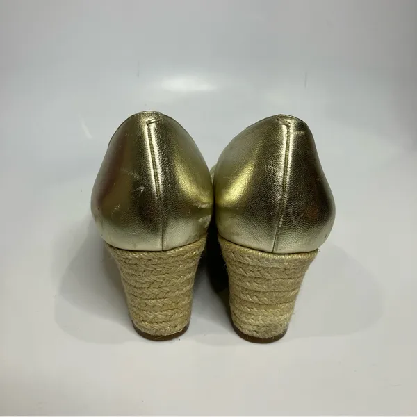 Cole Haan gold leather wedge espadrilles women’s size 8.5 dressy‎ party metallic - Image 4