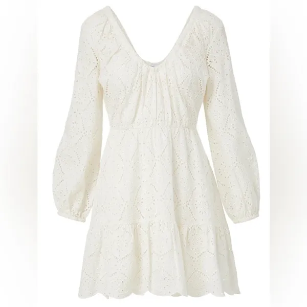 NEW VERONICA BEARD White Eyelet Cotton CALIBRA Mini Sun dress SZ 6 - Image 7