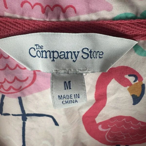 The Company Store Pajama Set Women Medium Pink Poplin Flamingo Long Sleeve Pants - Image 7