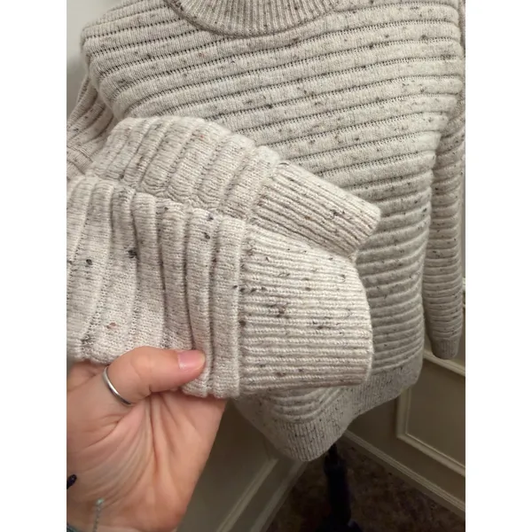 Madewell Donegal Elsmere Chunky Ribbed Pullover Sweater Cream Speckled NC651 - Image 2