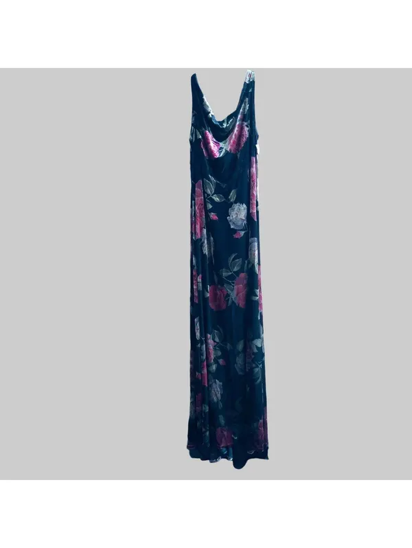 Jeffrey & Dara Vintage Velvet Black Rose Maxi Dress Women 12 - Image 3