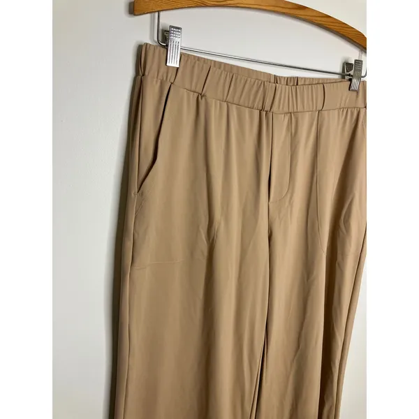 Zyia Active Wide Leg Pants Womens Medium Tan Excellent Stretch Pockets Yoga - Image 2