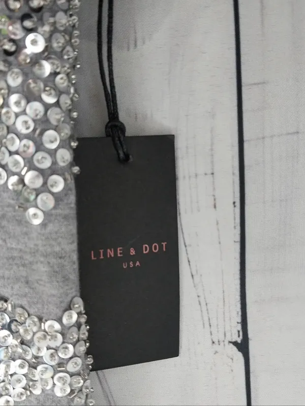 Revolve Line & Dot Silver Boho Glam Sequin Festival Glitzy Tank Top - Gray NWT - Image 3