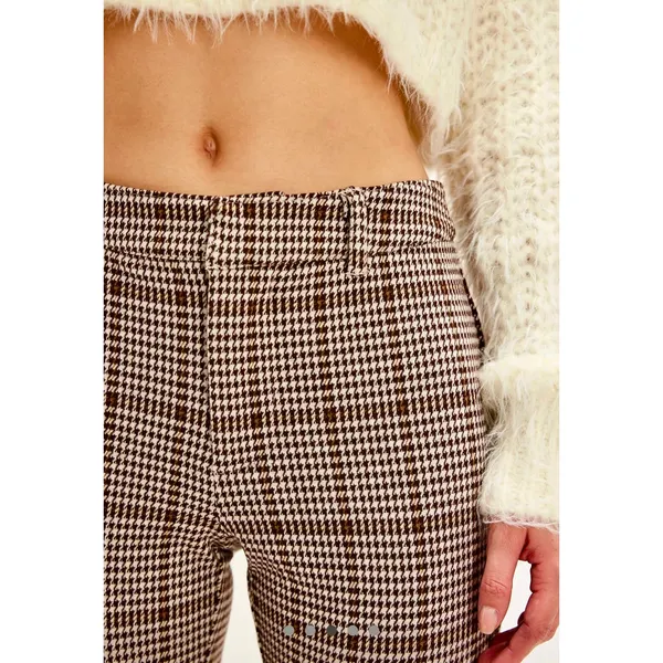 Free People Molly Slim Pants Neutral Combo Winsor Plaid 12 - Image 4