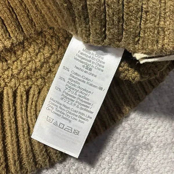 Madewell Women’s Small Olive Green Cable Knit Turtleneck Sweater Cotton Blend #1 - Image 6