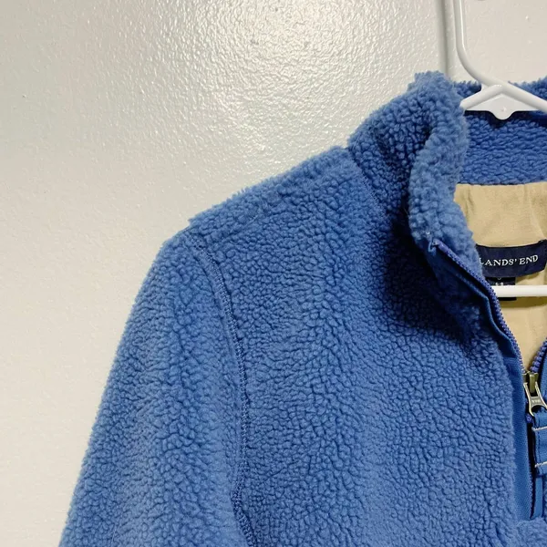 Lands' End Blue Teddy Half Zip Pullover Jacket - Image 4
