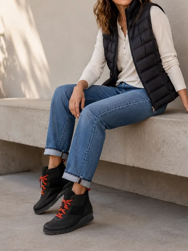 NWT Sorel Women's Evie Sport Lace Wedge Boot Waterproof Leather Black Size 9 - Image 3