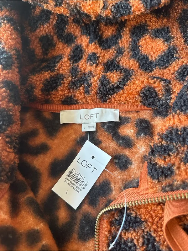 LOFT leopard print sherpa hoodie - Image 5