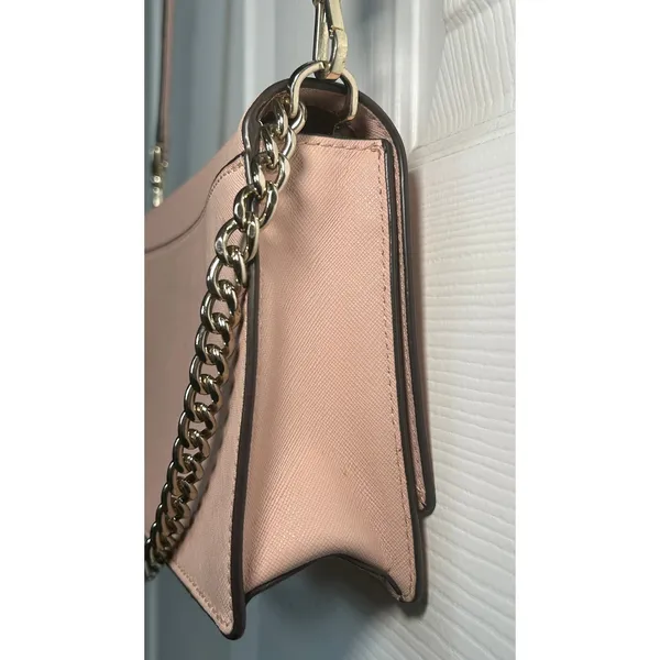 Kate‎ Spade Laurel Way Crossbody Pink Saffiano Gunmetal Chain Shoulder Bag Purse - Image 6