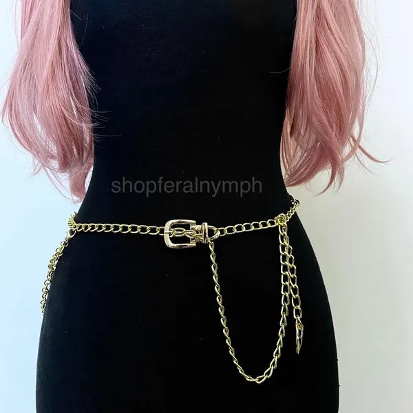 Gold Y2K Mini Buckle Layered Draped Chain Belt, Fits 25-43 Inches, X7GA1368 - Image 3